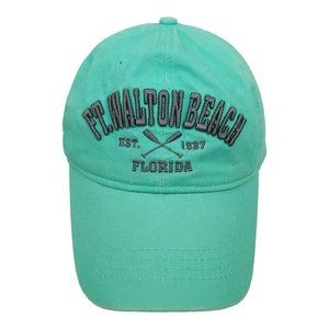 Lucky 7 Ft. Walton Beach 3D Embroidered Distressed Strapback Cap Beach Hat Blue